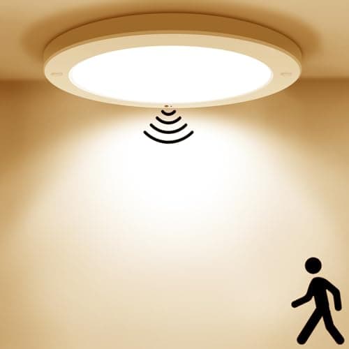 Image of HiBay 18W Motion Sensor LED Ceiling Light Indoor PIR Panel Lights Round Ultra Slim Ceiling Lamps Warm White 240V for Hallway Stair Porch Toilet