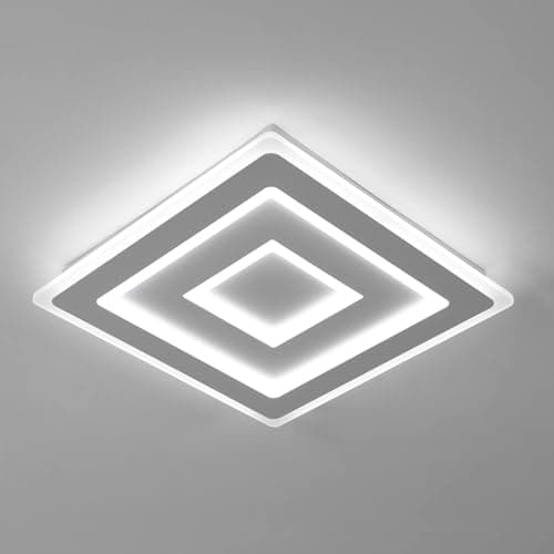 Image of Comely Modern Square LED Ceiling Light, 52W 5850LM Acrylic LED Ceiling Lamp, White Ceiling Lighting for Bedroom, Living Room White Light 6500K, 40cm