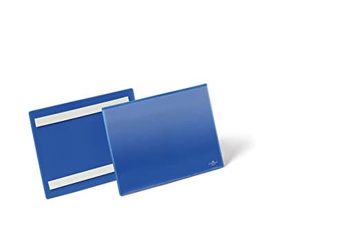 Image of Durable Adhesive Ticket Holder Label Pouch Document Pockets - 50 Pack - A5 Blue - Keeps Barcodes and Inserts Damage Free