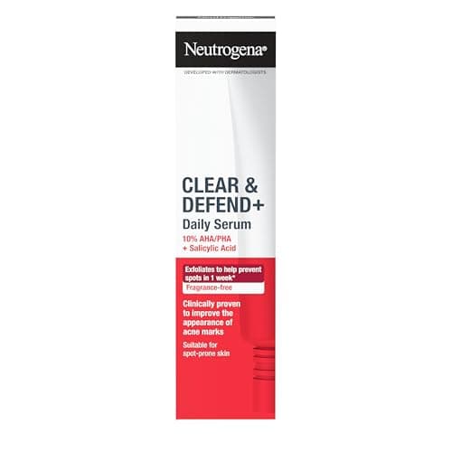 Image of Neutrogena Clear & Defend+ Daily Serum (1x 30ml), Refining and Clearing Face Serum with Salicylic Acid, AHA/PHA, Daily-Use Oil-Free, Suitable for Spot-Prone Skin to Help Defend Against Breakouts