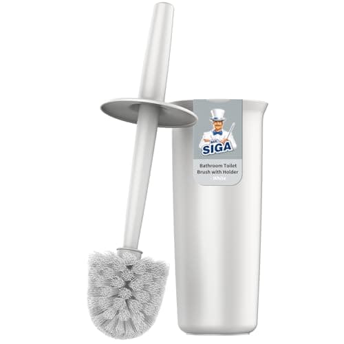 Image of MR.SIGA Toilet Bowl Brush and Holder for Bathroom, White, 1 Pack