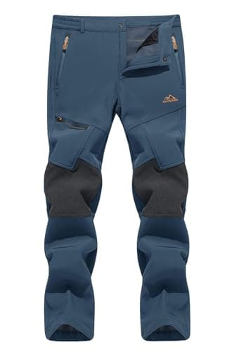 Image of TACVASEN Cargo Trousers for Men Fleece Winter Work Trousers Windproof Hiking Pants for Outdoor Walking Travel Dark Blue,40