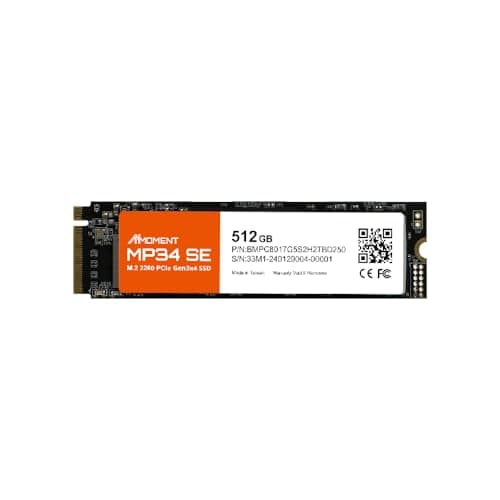 Image of MMOMENT MP34 SE 512GB PCIe Gen3 NVMe M.2 2280 Internal Solid State Drive, Gen3.0X4 Read Speed Up to 2100MB/s for Latop and PC
