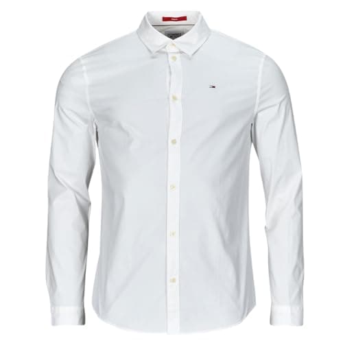 Image of Tommy Jeans Men's Tjm Original Stretch Shirt Dm0dm04405 L/S Shirts / Woven Tops, White, XL