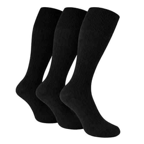 Image of Sock Snob - 3 Pairs Mens Quality Long Knee High Length 100% Cotton Socks (6-11 UK, XLCS Black)