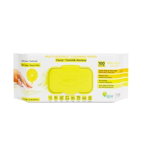 Image of DeepFresh Lemon Scented Multi-Surface Cleaning Wipes, 100 Pieces, 12 Pack, Antibacterial, Cleaning, Big, Floor,