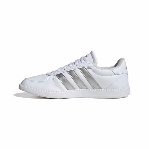 Image of adidas Women's BREAKNET Sleek Shoes, FTWR White/Silver met./FTWR White, 6 UK