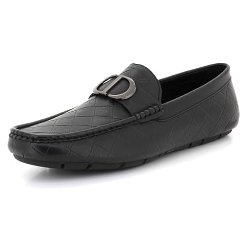 Image of Mens Luxury Woven Slip-On Faux Leather Loafers Soft Comfort Driving Casual Dress Moccasins Office Work Gents Black Shoes Size 9 UK 43 EU