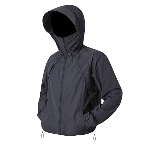Image of Generisch Men's Women's UV Protection Jacket Summer Lightweight Sun Jacket with Hood Breathable Thin Outdoor Jacket for Hiking Travel Leisure Sports, black, M