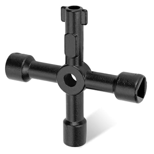 Image of 4 Way Multi-Functional Universal Cross Key Utility Key Zinc Alloy Plumbers Electricians Valve Tools Black Panel Key, HT0099-SY-UK