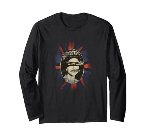 Image of Sex Pistols God Save The Queen Rock Music Band Long Sleeve T-Shirt, Adult Unisex, Black, Medium