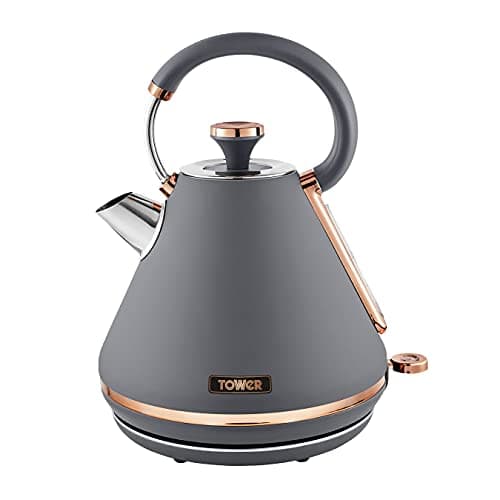 Image of Tower T10044RGG Cavaletto Pyramid Kettle with Fast Boil, Detachable Filter, 1.7 Litre, 3000 W, Grey and Rose Gold