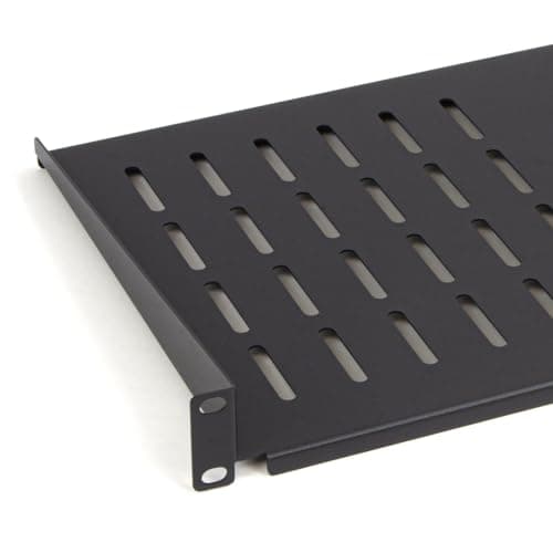 Image of kenable Vented Fixed Cantilever Shelf 1U 250mm Deep Black for 19 inch Data Cabinet Rack Mount - Server Network Equipment