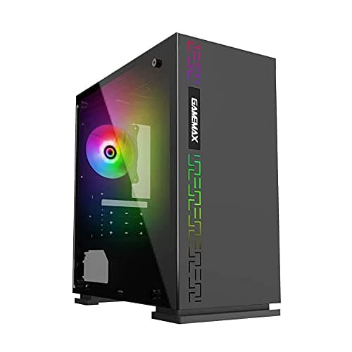 Image of Gamemax H605-TR Dark Ranger Case Mini Micro Tower 0.6MM SPCC with Rainbow Fan 3*USB3.0/2.0 Side Panel in Tempered Glass (HxWxL: 410x375x190 mm)