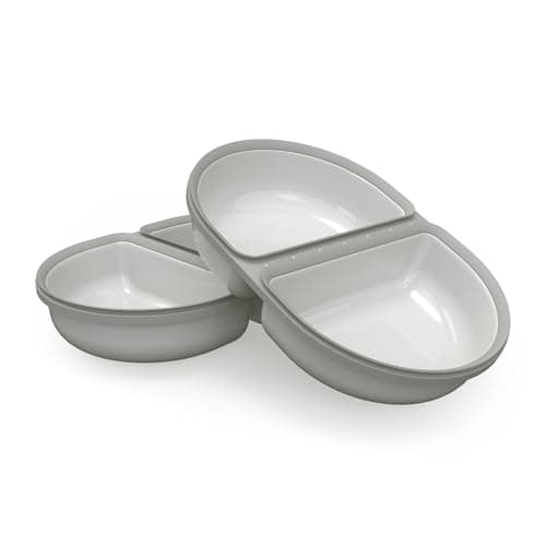 Image of SureFeed Sure Petcare Split Pet Bowl with Integrated Seal, Compatible with Sure Petcare Microchip Pet Feeder with Sealed Lid, Works for Wet and Dry Food, Keeps Food Fresh, Grey, Pack of 2