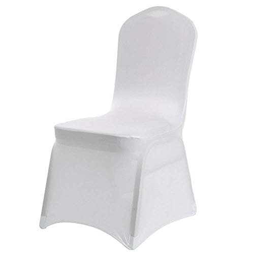 Image of IVhomeshop 20 pcs Universal White Chair Covers Spandex Lycra Slipcovers Dining Chair Cover Wedding Banquet Party covers