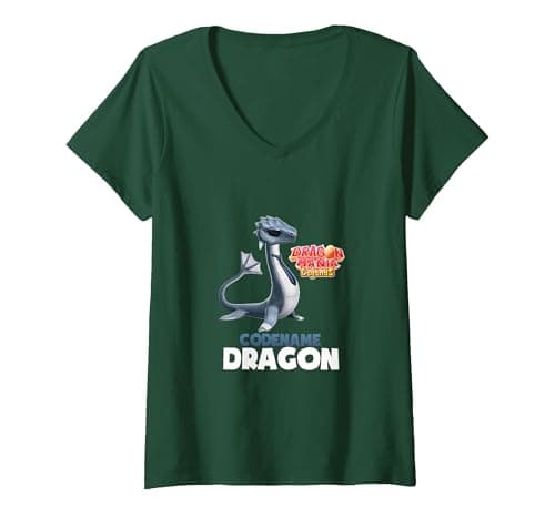 Image of Dragon Mania Legends Codename Dragon V-Neck T-Shirt, Women, Forest Green, XXL