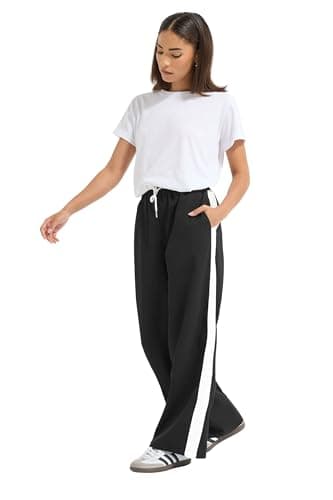 Image of PixieGirl Petite Black Striped Wide Leg Trousers Petite