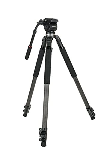 Image of Kenro Standard Carbon Fibre Travel Video Tripod Kit for Camcorder with Carry Case for Videography and photography - KENVT102C