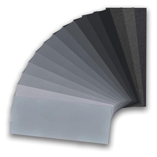 Image of 15 Sheets 80 to 3000 Grit Assorted Sandpaper, Wet and Dry Sanding Paper Sheets for Wood Furniture Finishing, Metal Sanding, Automotive Polishing, 9 * 3.6 inch