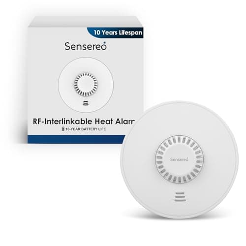 Image of Sensereo Interlinkable Heat Alarm, Wireless Interlinkable with other RF alarms by Sensereo, 10-Year Battery Life, White