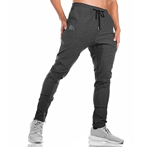 Image of BROKIG Mens Gym Joggers Sweatpants, Causal Slim Fit Running Trousers Tracksuit Jogging Bottoms with Double Pockets(Medium,Grey)