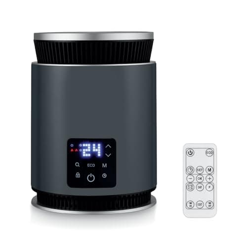 Image of BLACK+DECKER 1.8kW Ceramic Desk Heater with 2 Heat settings, 360° Rapid Heating, 24 Hour Timer Remote Control, Grey, BXSH37034GB