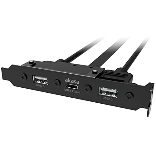 Image of Akasa USB 3.1 Gen 1 internal adapter cable with dual USB 2.0 Type-A ports | PCI Bracket | 5 Gb/s | Type-C Type-A Converter | USB Port Cards | AK-CBUB53-40BK