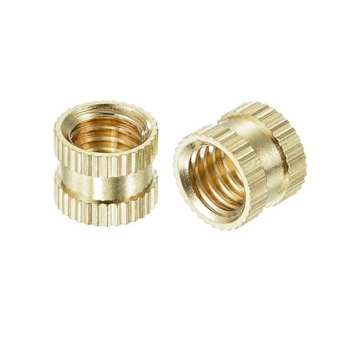 Image of sourcing map M8 x 8mm(L) x 10mm(OD) Female Thread Brass Knurled Threaded Insert Embedment Nuts, 150Pcs