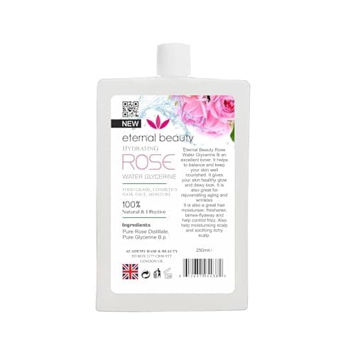Image of Rose Water with Glycerine – 100% Natural Extracts of Fresh Roses, Hydrating & Refreshing Facial Toner, Skin & Hair Mist – 250ml by Eternal Beauty
