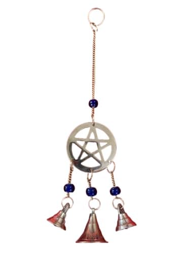 Image of Indian Consigners Small Witchcraft Altar Brass Wind Chime Bell Home Decor Alter Hanging (Pentagram Bell)