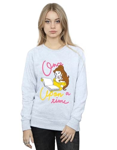 Image of Disney Women's Beauty and The Beast Belle Once Upon A Time Sweatshirt Sport Grey Medium