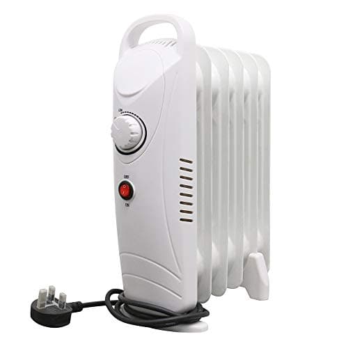 Image of NRG 6 Fin Mini Oil Filled Radiator 800W Portable Electric Heater Adjustable Thermostat White