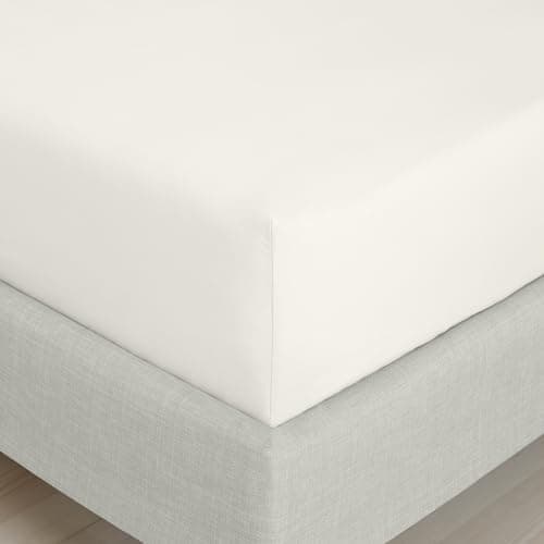 Image of Bianca 200 Thread Count Cotton Percale Extra Deep Single Fitted Sheet Cream