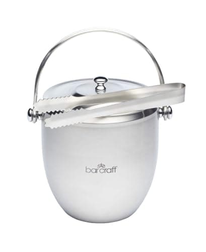 Image of BarCraft KCBCICEBUC Ice Bucket with Lid and Tongs in Gift Box, Stainless Steel, 1.9 Litre