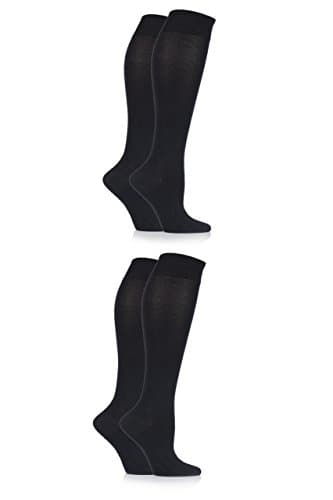 Image of SockShop Ladies 4 Pair Plain Bamboo Knee High Socks - Black 4-8