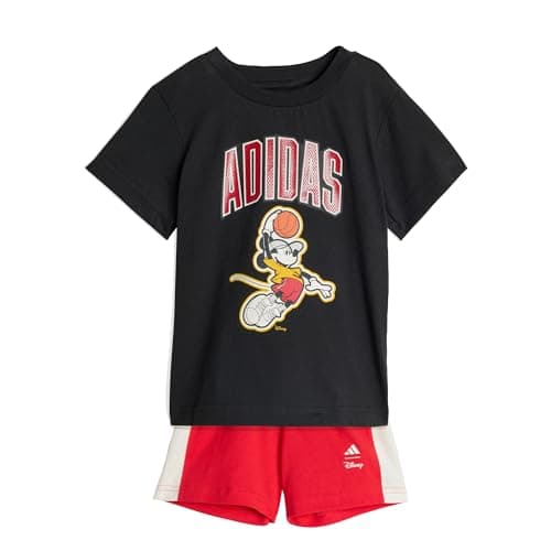 Image of adidas Unisex Baby DISNEY MICKEY MOUSE T-SHIRT SET, black/off white, 12-18 Months