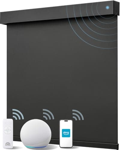 Image of JaeJaes Alexa Smart Blinds for Windows, Blackout Electric Roller Shades with Remote Control, Easy Install Automatic Blinds for Indoor (120W x 183H CM, Black)