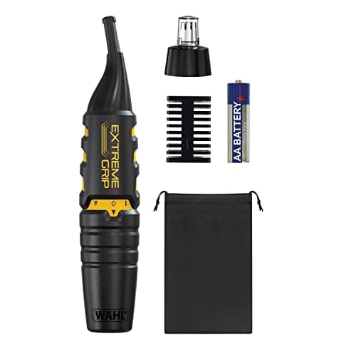 Image of Wahl Extreme Grip Detail Trimmer, Painless Eyebrow & Facial Hair Trimmer for Men Women, 2-in-1 Personal Trimmer, Nose, Ear, Eyebrow, Washable Heads, Cordless, Battery-Operated