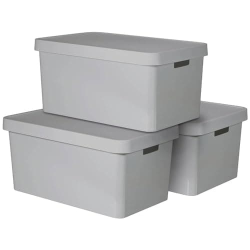 Image of Curver Infinity Box with Lid 45 L Light Grey Set of 3