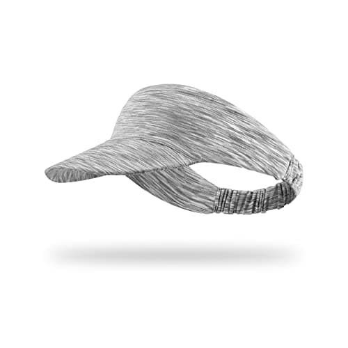 Image of Andiker Sun Visor Hat, Elastic Foldable Ponytail Baseball Cap with Brim, Quick Drying Sports Hat for Golf Running Tennis Outdoor Activities Unisex (Grey)