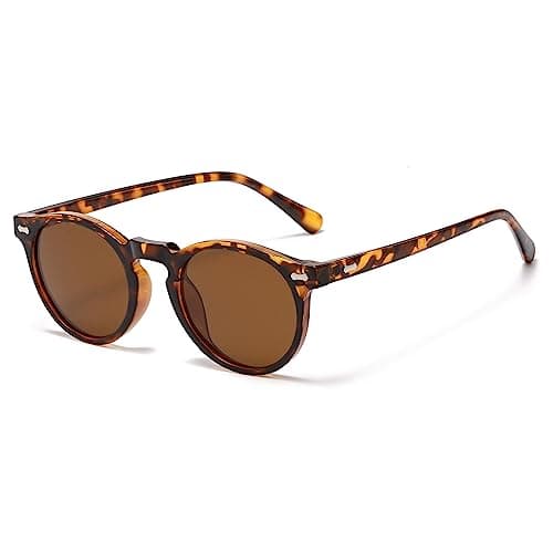 Image of LJCZKA Retro Round Polarized Sunglasses Mens Womens, Vintage Polarised Sunglasses Classic Trendy Shades Unisex UV400 Protection