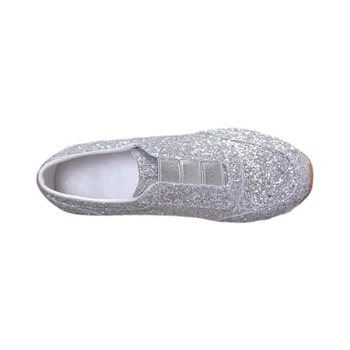 Image of Glitter Trainers for Women Casual Platform Fashion Trainers Comfortable Slip on Athletic Sneakers Casual Low Top Tennis Shoes Non Slip Round Toe Gym My Account Silver