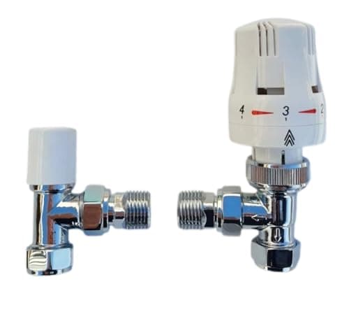 Image of Trieste Angled White Thermostatic Radiator Valve/Towel Rail Valve 1/2" / 15mm