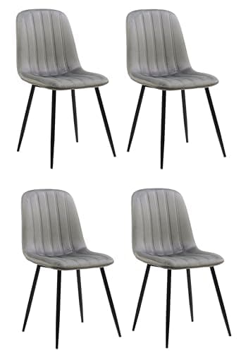 Image of Millhouse Dining Chairs with Sturdy Metal Legs, Set of 4 for Kitchen and Living Room D20991 Velvet DuneGrey