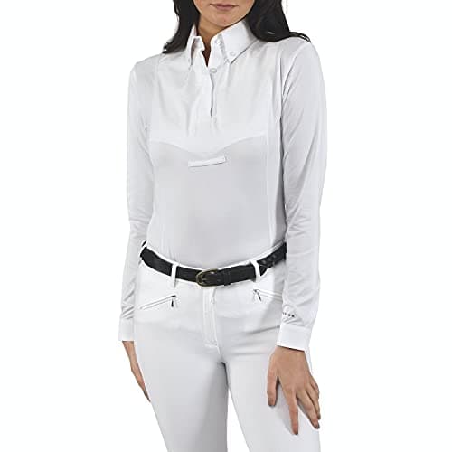 Image of Shires Aubrion Long Sleeve Equestrian Competition Tie Shirt in White X-Large, White