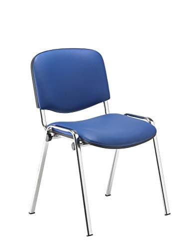 Image of Office Hippo Heavy Duty Meeting Chair, Versatile & Robust Stackable for Reception, Office or Conference With Strong Frame & Padded Durable Seat, Up To 115kg Weight - PU Blue/Chrome, Single