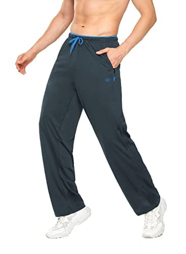 Image of YuKaiChen Mens Athletic Open Bottom Pants Jogging Pants Mesh Mens Sweatpants with Pockets Grey XL