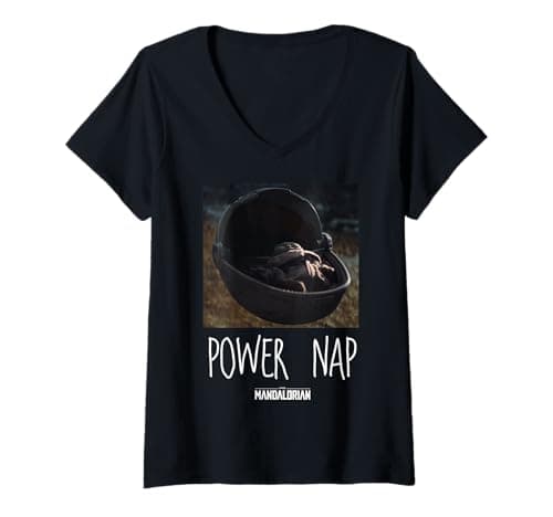 Image of Womens Star Wars The Mandalorian The Child Power Nap V-Neck T-Shirt