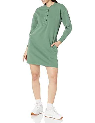 Image of Amazon Essentials Women's Knit Henley Sweatshirt Dress (Available in Plus Size), Sage Green, M